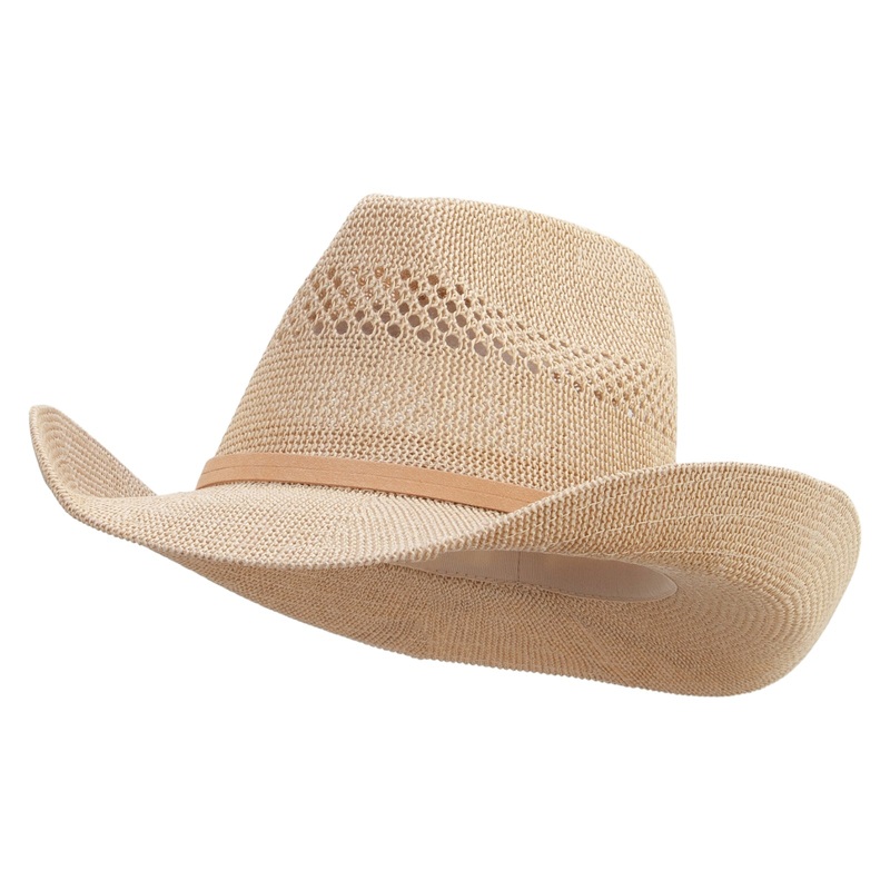Women’s Paper Knit Woven Cowboy Hat Natural One Size