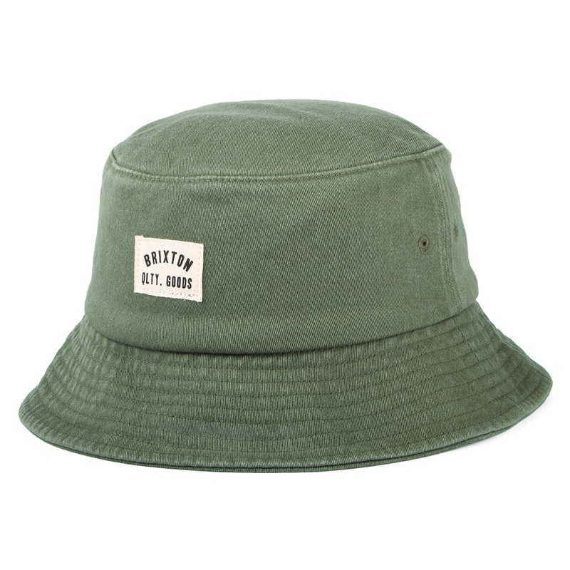 Brixton Hats Woodburn Washed Packable Bucket Hat – Olive Small/Medium