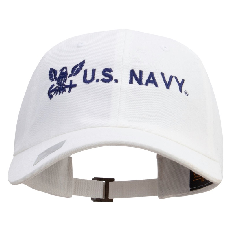 Eagle U.S. Navy Embroidered Dad Style Unstructured Low Profile 6 panel Cotton Cap White One Size
