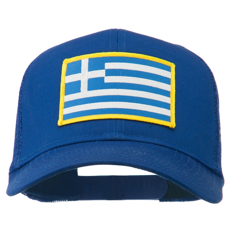 Greece Flag Patched Mesh Cap Royal One Size