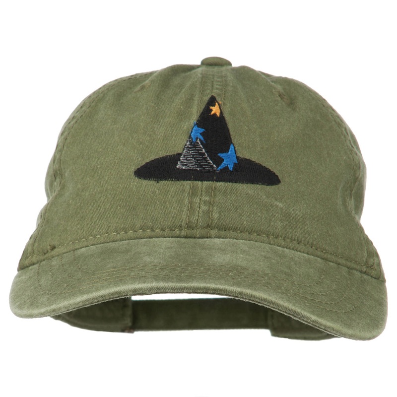 Halloween Wizard Hat Embroidered Cap Olive Green One Size