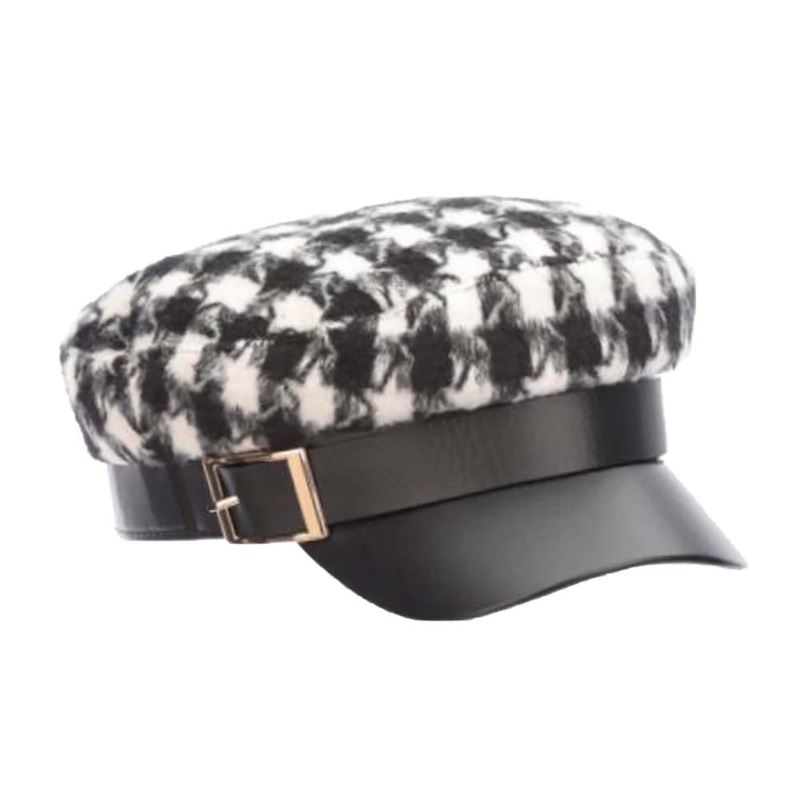 Houndstooth Fisherman Cap for Women – DPC Hats Black / White OS