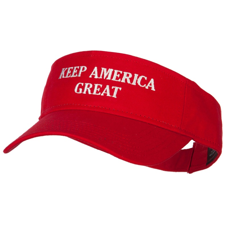 Keep America Great Two Line Letters Embroidered Cotton Sun Visor Red One Size