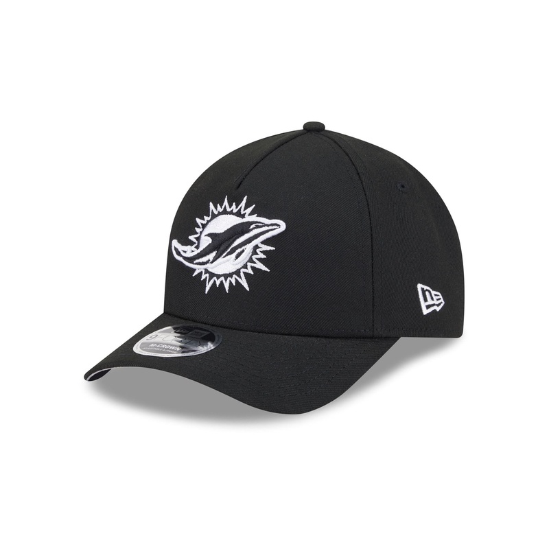 Miami Dolphins Black & White 9FORTY M-Crown A-Frame Snapback Hat One Size