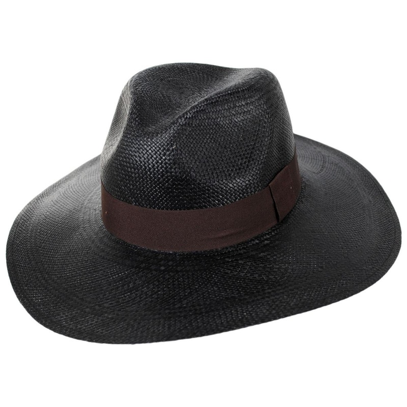 Ranchero Brisa Grade 4-5 Panama Straw Fedora Hat BLACK/BROWN M