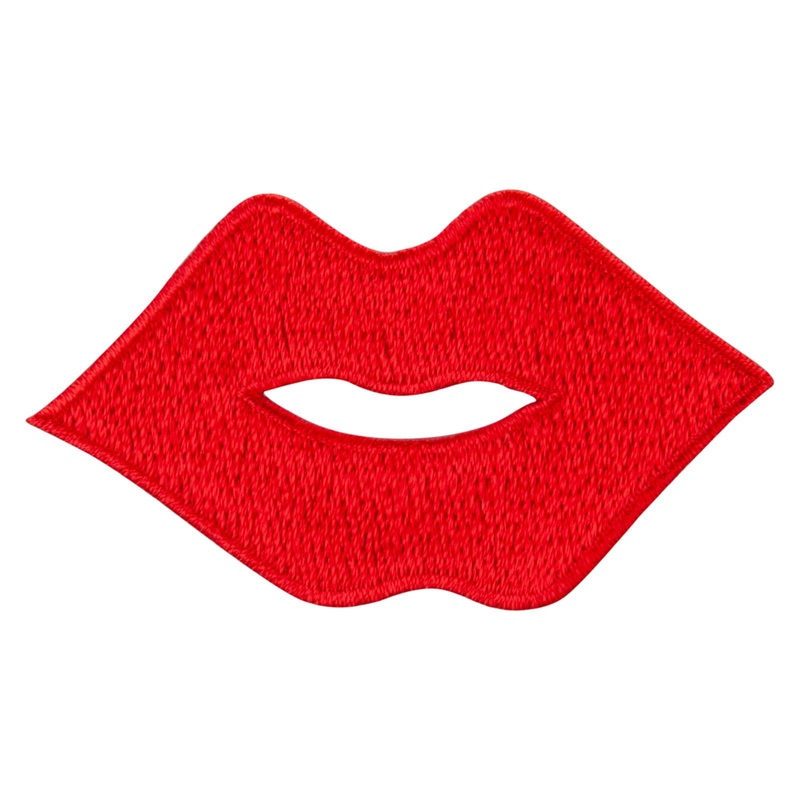 Red Lips Embroidered Patch Red One Size