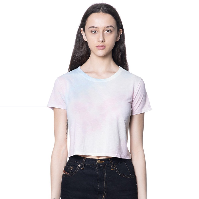 Royal Apparel 55155WTD Weekend Watercolor Tie-Dye Boxy Crop Tee Made in USA Pastel XS