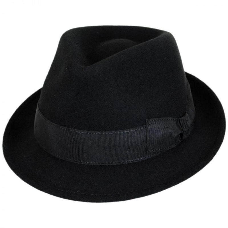 Teardrop Wool Felt Trilby Fedora Hat BLACK S