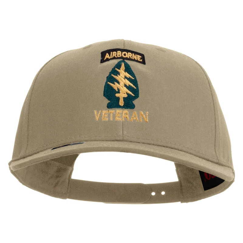 1st Special Forces Command Veteran Embroidered Solid Cotton Twill Pro Style Cap Khaki One Size
