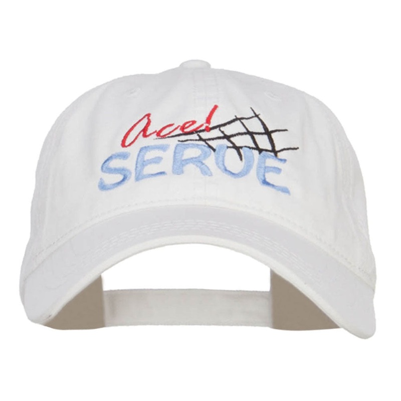 Ace Serve Volleyball Embroidered Washed Cap White One Size