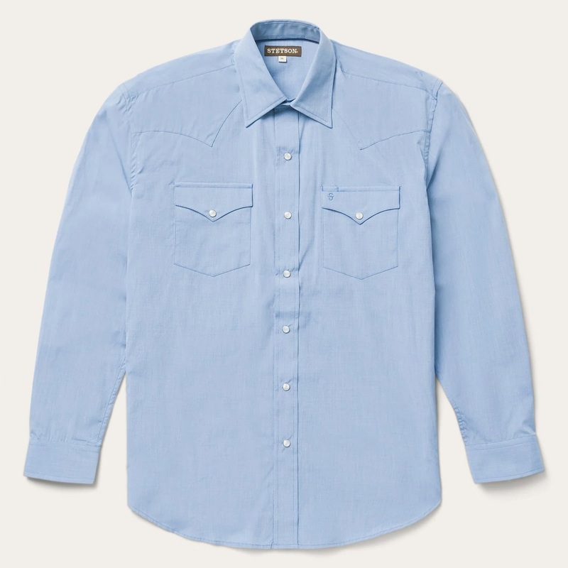 Blue End On End Solid Shirt Blue S