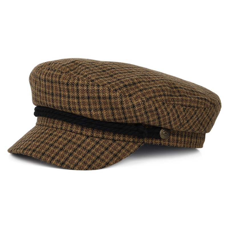 Brixton Hats Houndstooth Fiddler Cap – Caramel-Black XSmall – 54cm