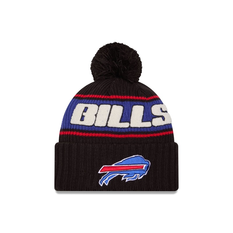 Buffalo Bills 2024 Cold Weather Black Pom Knit Hat One Size