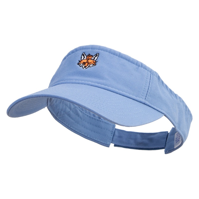 Cool Fox Embroidered Pro Style Cotton Twill Washed Visor Lt Blue One Size