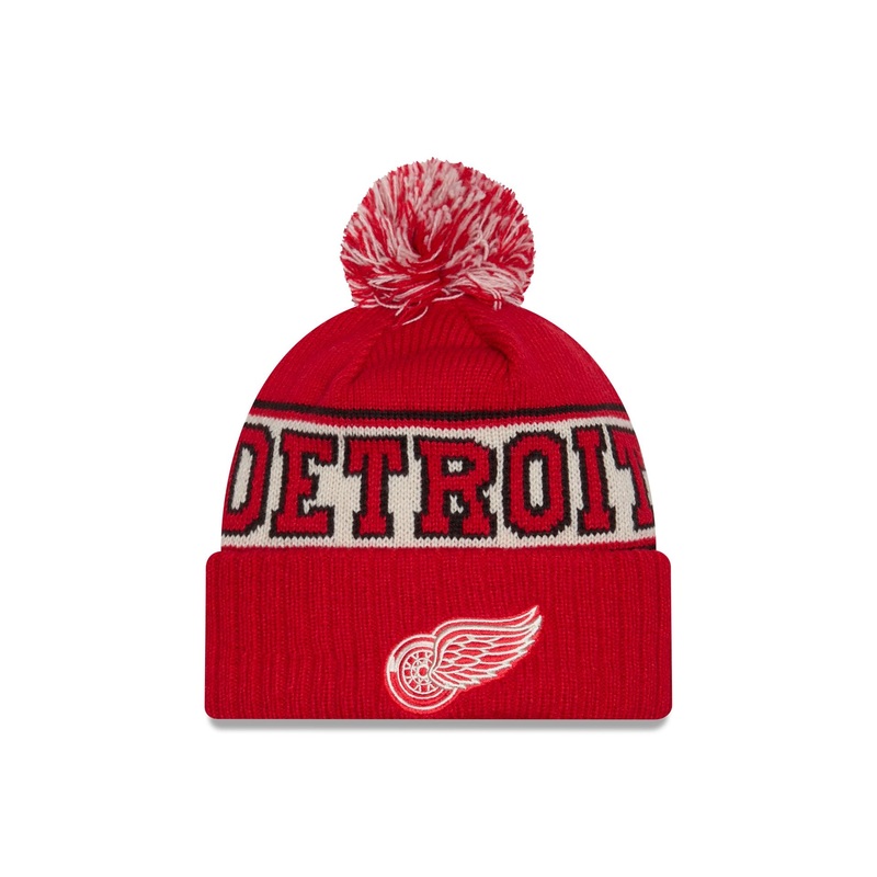 Detroit Red Wings Retro Pom Knit Hat One Size