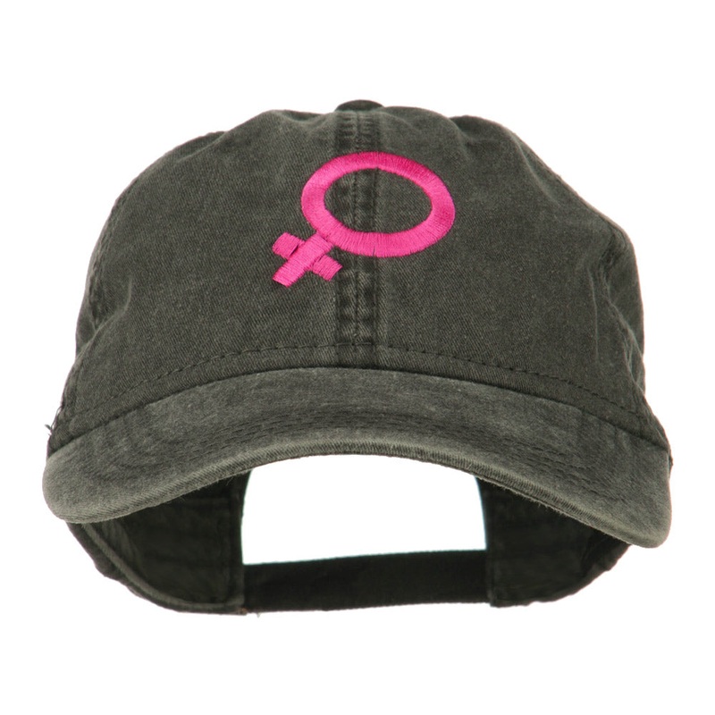 Female Symbol Embroidered Washed Cap Black One Size