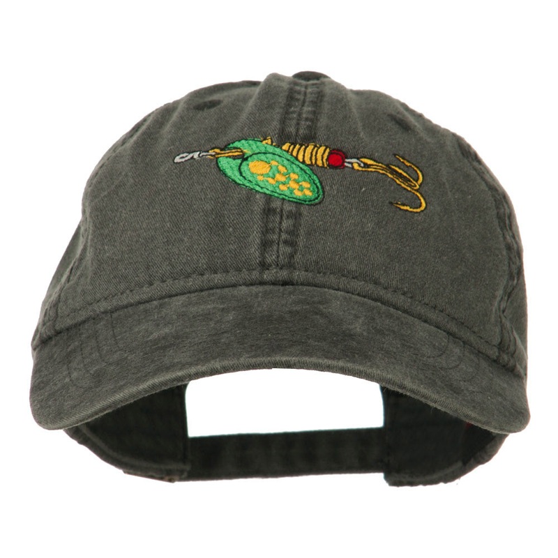 Fishing Green Spinner Embroidered Washed Cap Black One Size