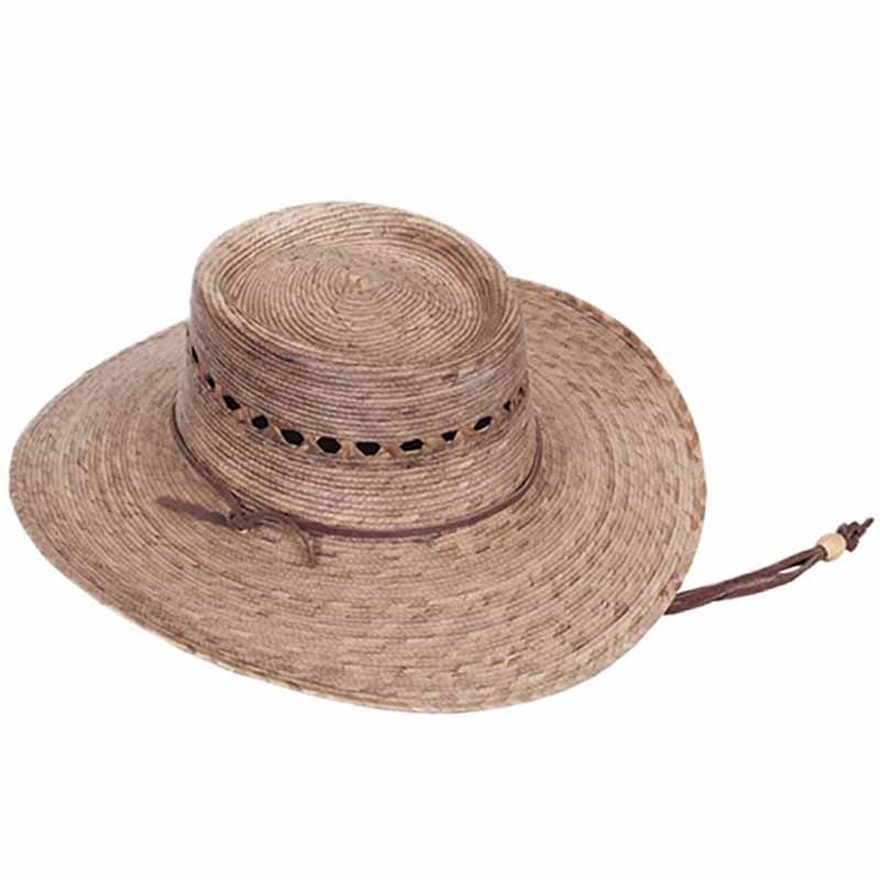 Gambler Burnt Palm Leaf Sun Hat with Lattice Crown upto 2XL- Tula Hats Burnt Palm Small (56.5 cm)