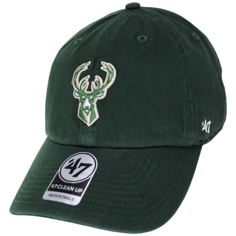 Milwaukee Bucks NBA Clean Up Strapback Baseball Cap Dad Hat DARK GREEN ADJUSTABLE