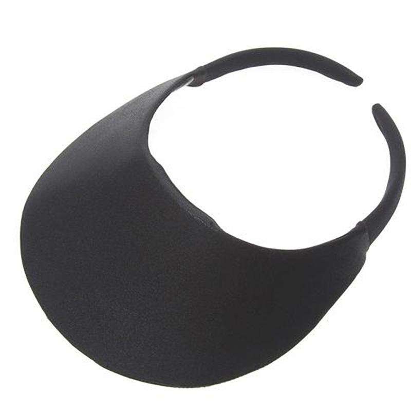 No Headache Round Brim Clip On Shimmer Fabric Sun Visor Black