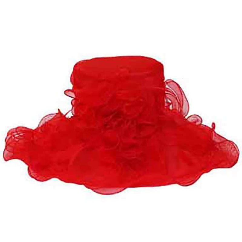 Soft Lace Ruffle Organza Hat Red