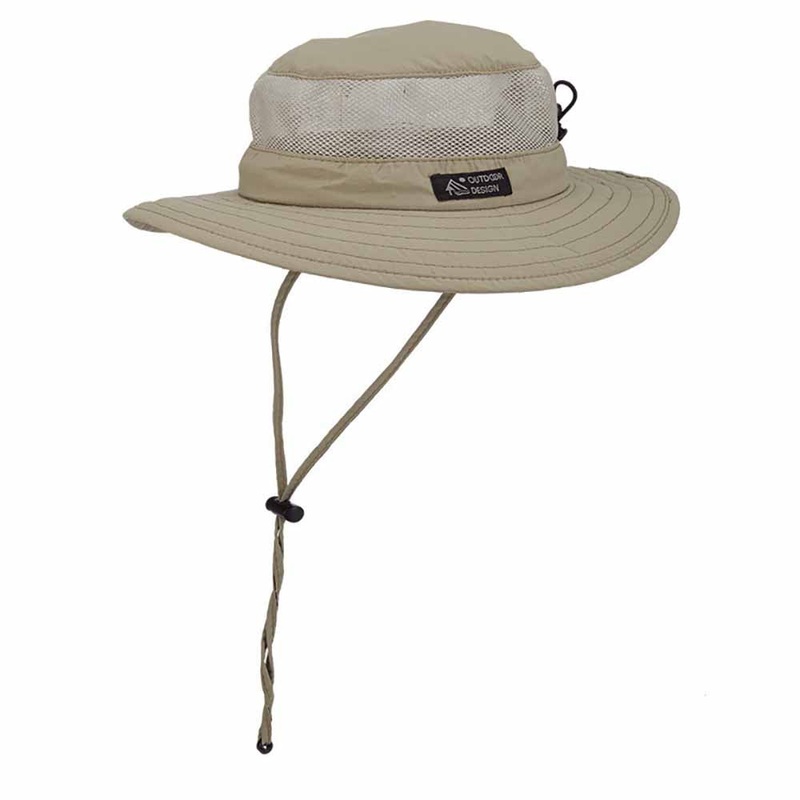 Supplex Nylon Boonie with Chin Cord – DPC Global Hats Khaki Small (55 cm)