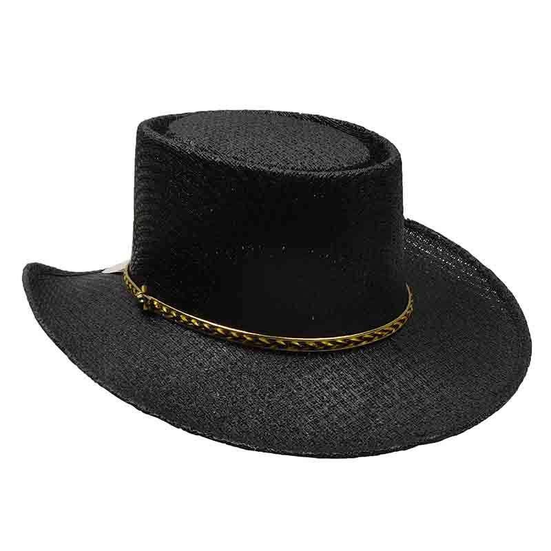 Western Gambler Hat with Gold Band – Texas Gold Hats Black
