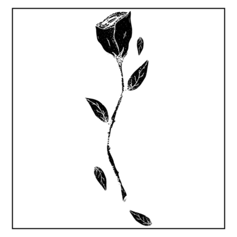Black Hand Drawn Rose Default Title One Size