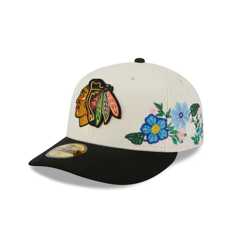 Chicago Blackhawks Tonal Florals White 59FIFTY Fitted Hat 7