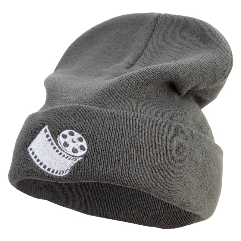 Cinema Old Style Film Big Size Acrylic Long Beanie Grey XL-3XL