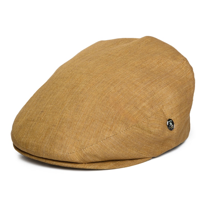 City Sport Linen Lightweight Flat Cap – Dark Mustard S