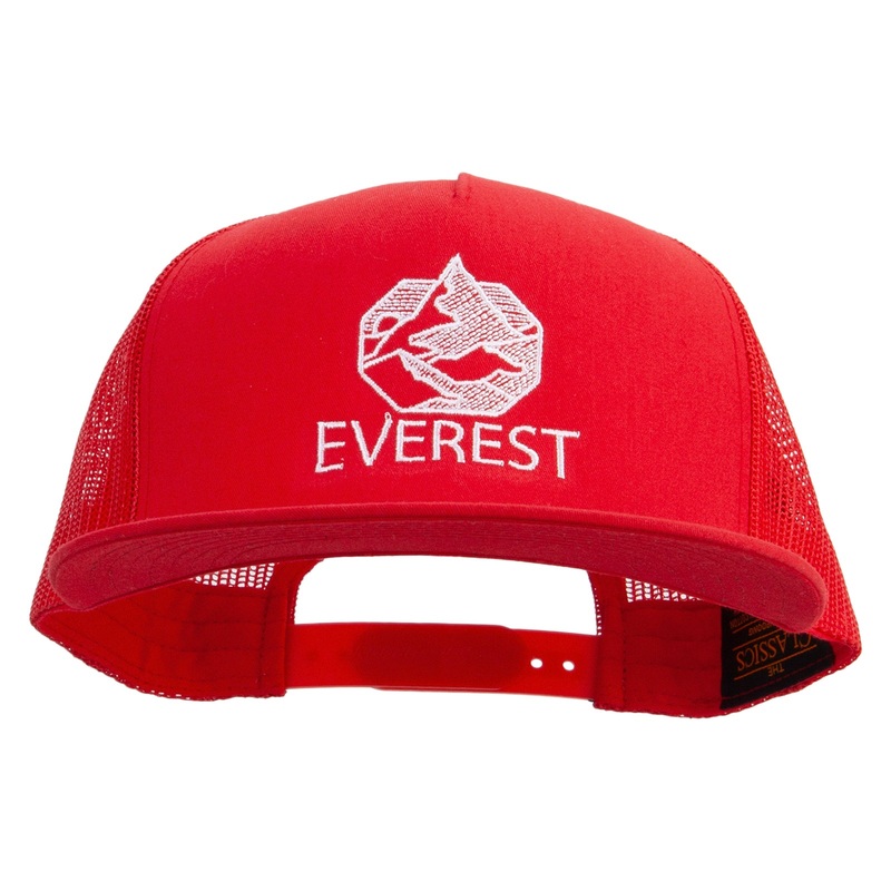 Everest Embroidered 5 Panel Mesh Snapback Cap Red One Size