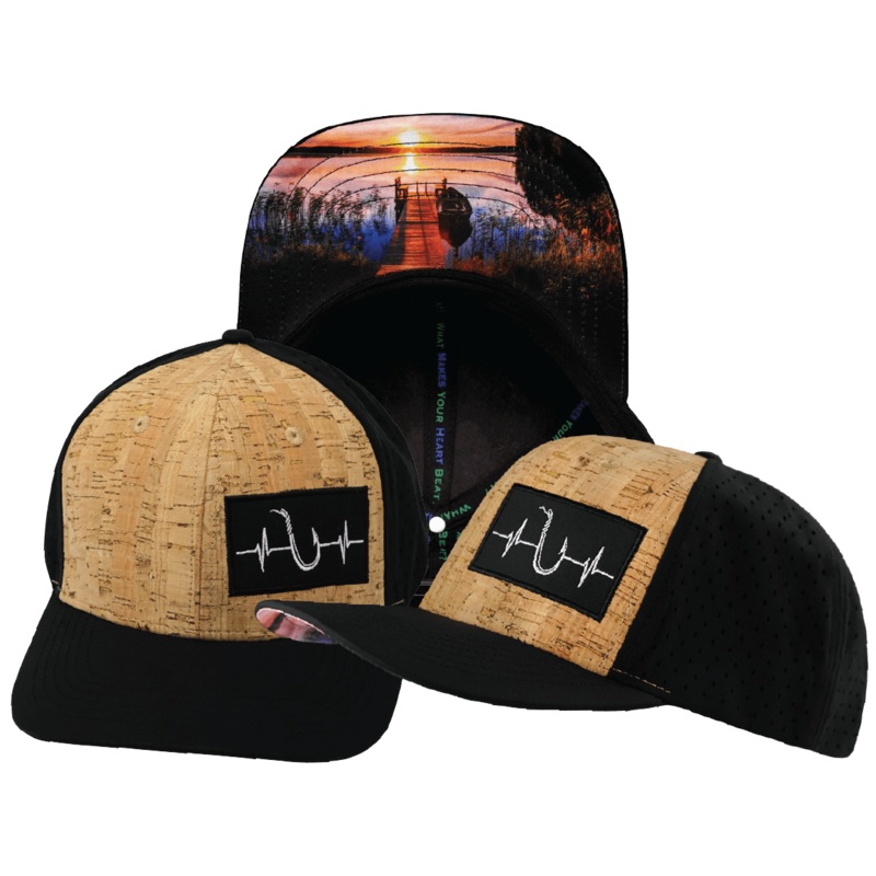 Fishing Hat – Baseball Hat Fit – Cork – Black – Laser Mesh