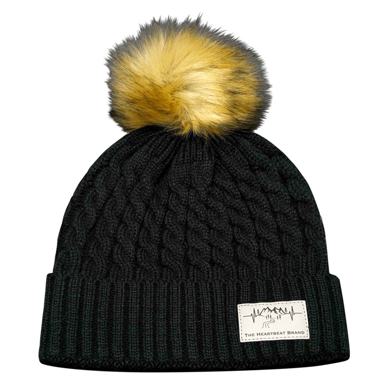 Mountains Beanie – Pom – Black