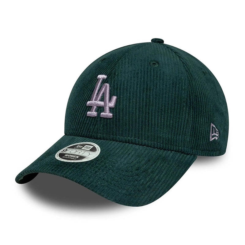 New Era Womens 9FORTY L.A. Dodgers Baseball Cap – MLB Cord – Dark Green-Lavender Adjustable