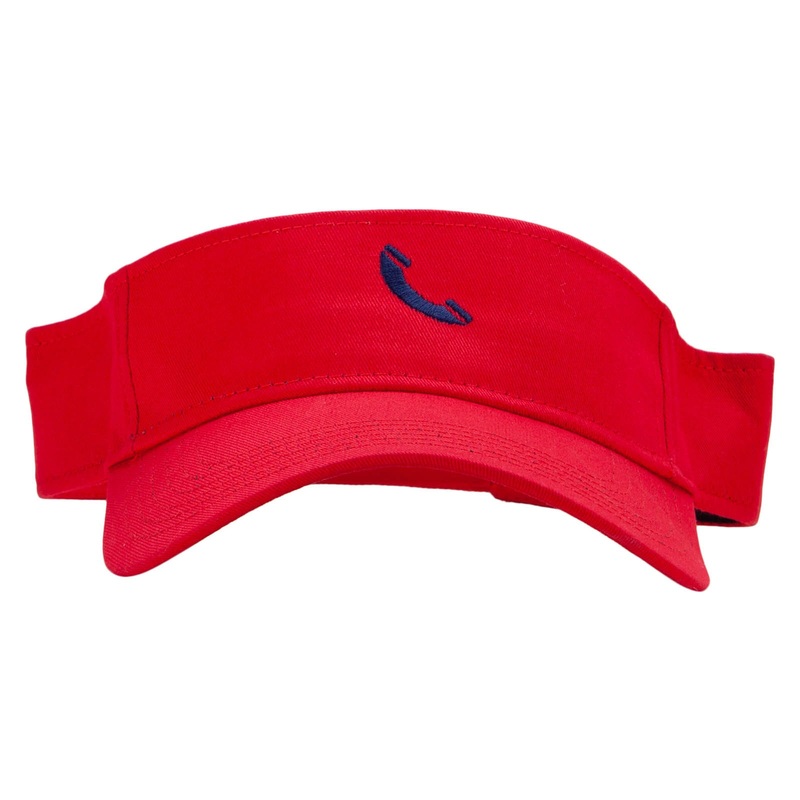 Phone Outline Embroidered Cotton Twill Sun Visor Red One Size
