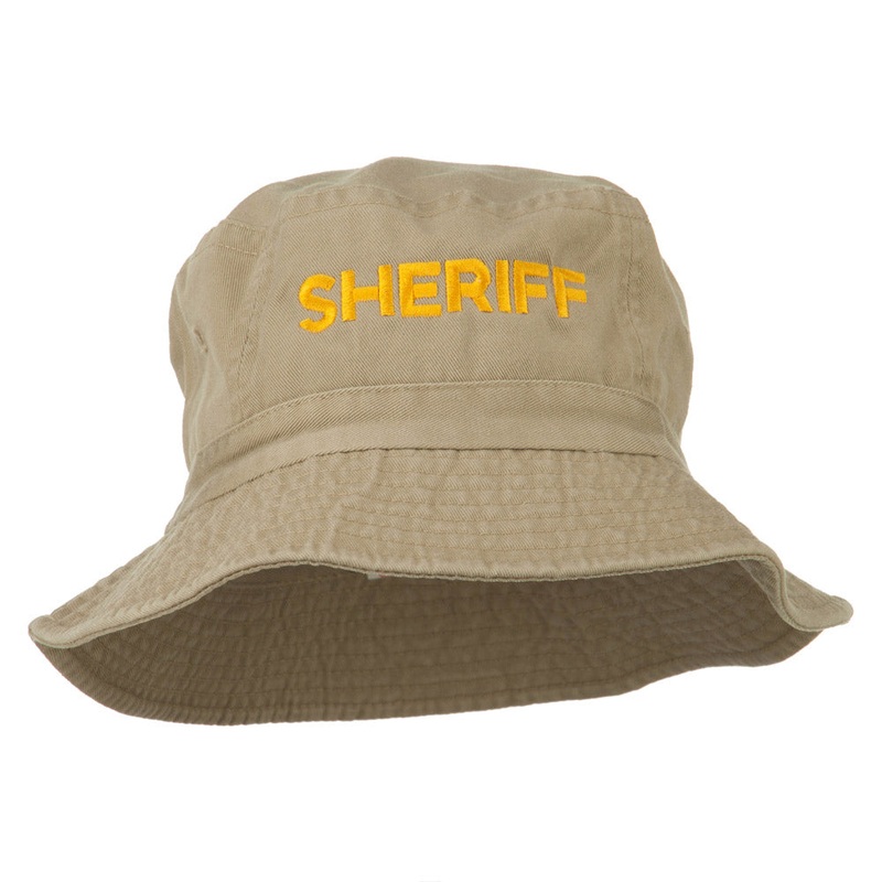 Sheriff Embroidered Pigment Dyed Bucket Hat Khaki One Size