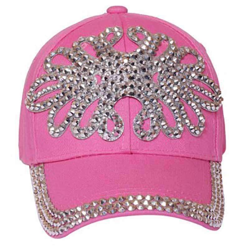 Studded Pasley Motif Baseball Cap Pink