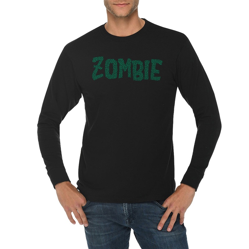 Zombie Graphic Long Sleeve Crewneck Tee Black XS