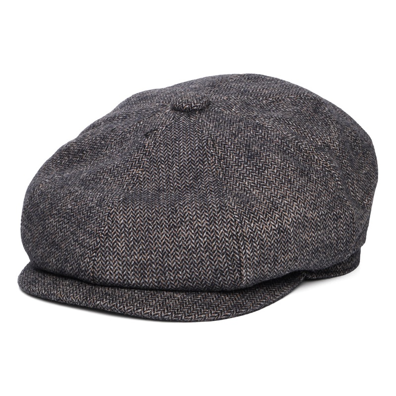 Bailey Hats Cassell Herringbone Wool Blend Newsboy Cap – Navy Blue S
