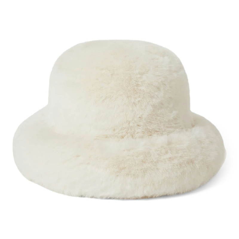 Brixton Hats Dion Packable Faux Fur Bucket Hat – Off White X-Small/Small