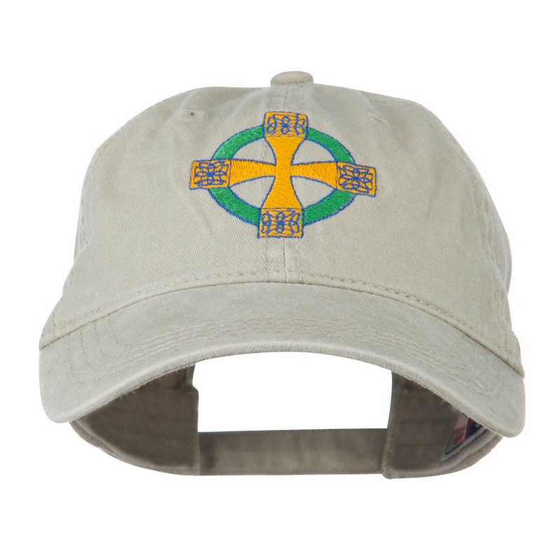 Celtic Cross Embroidered Washed Cap Stone One Size