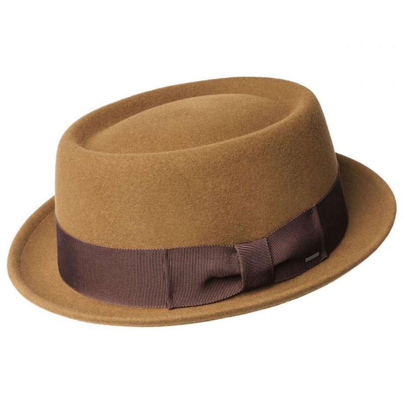 Darron Wool LiteFelt Pork Pie Hat – Caramel & Elemental Blue CARAMEL S