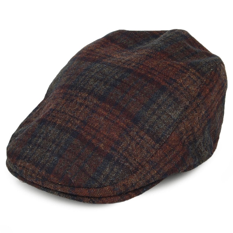 Failsworth Hats Westerdale Checked Flat Cap with Earflaps – Brown-Multi 55