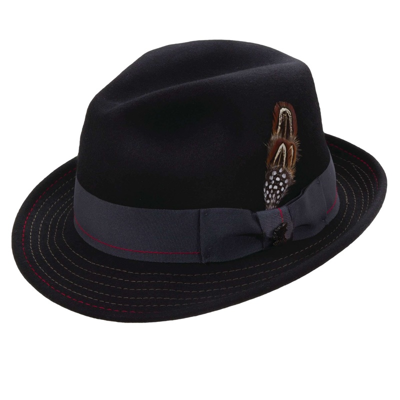 Stacy Adams Stitched Brim Classic Fedora Hat Black M