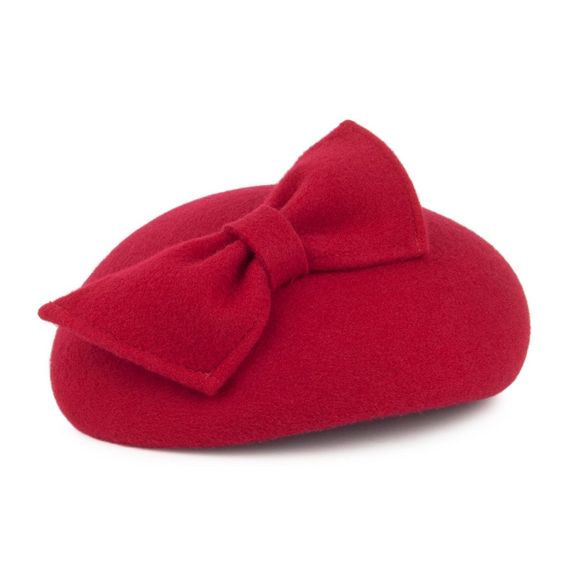 Whiteley Hats Kate Pillbox Hat with Bow – Red 1-Size