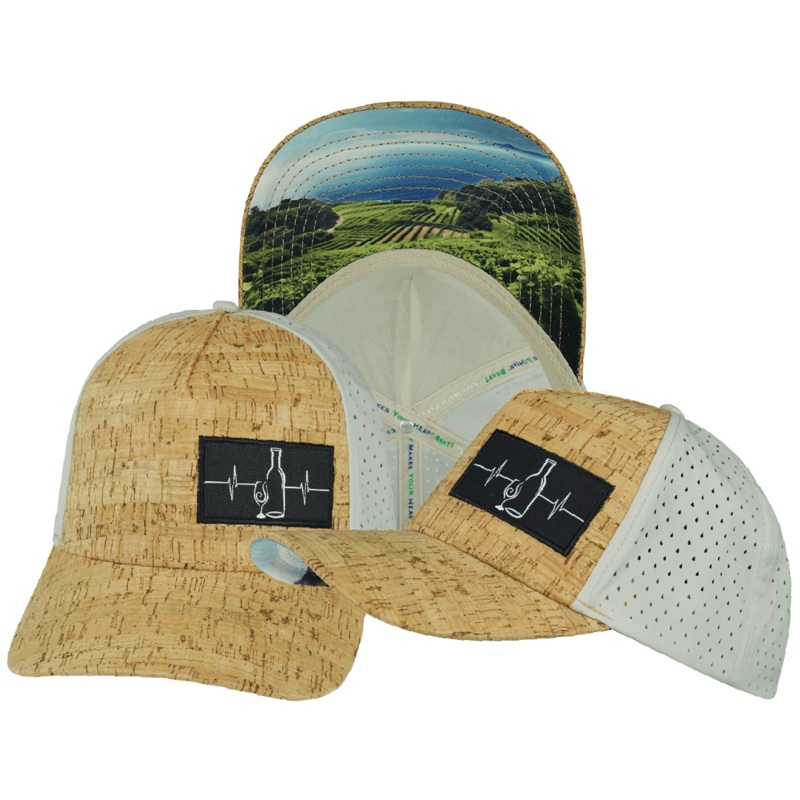 Wine Hat – Trucker Hat – Cork – Gray – Laser Mesh