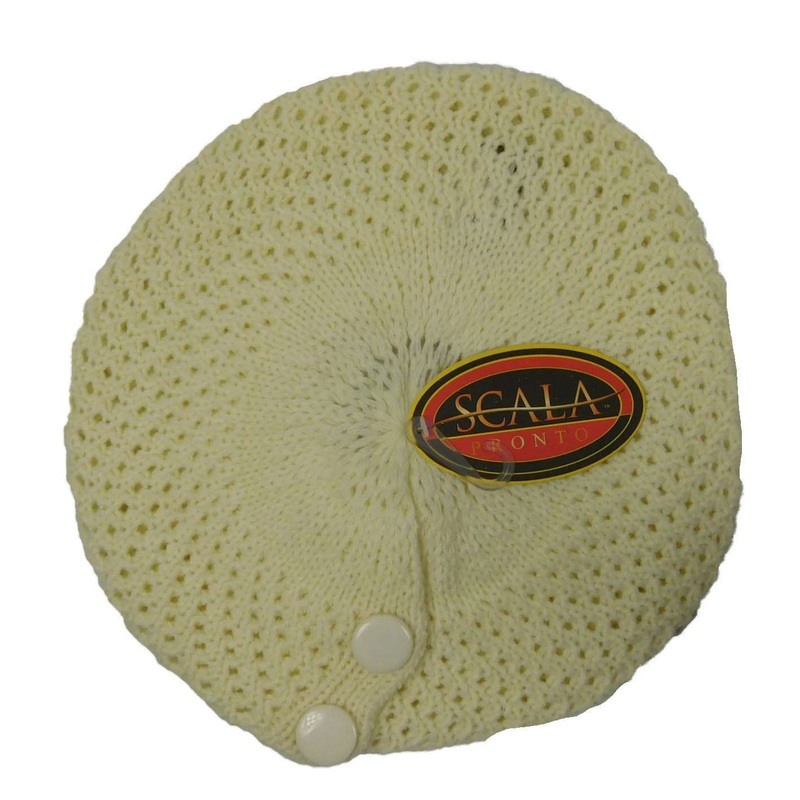 Women’s Crocheted Beret – Scala Pronto Hat Black
