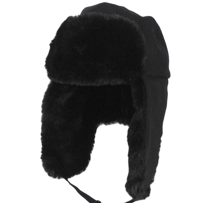 Wool Ushanka Trapper Hat BLACK S
