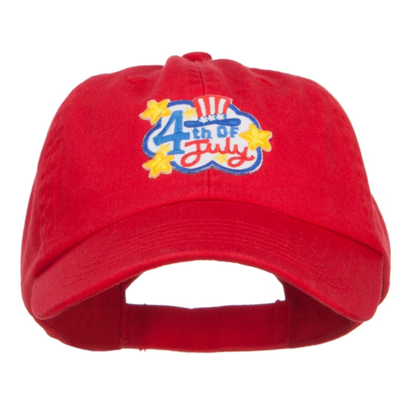 4th of July Stars Patched Pet Spun Cap Red One Size